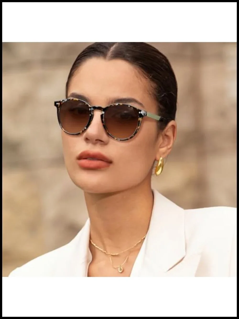 Retro Acetate Polarized Sunglasses UV Protection Round Honeycomb Temple